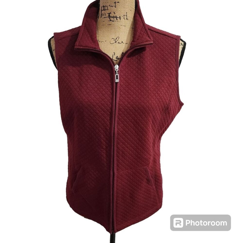 Laura Scott Full Zip Vest Women SZ M Quilted Cottagecore Peasant Gorpcore Winter